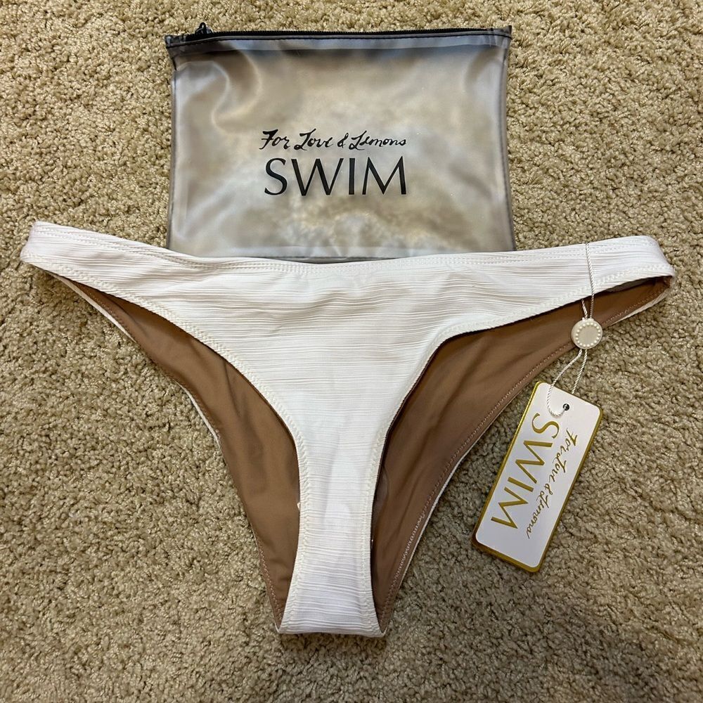 🆕 For Love & Lemons swim cream bikini bottom size L BIN N‎